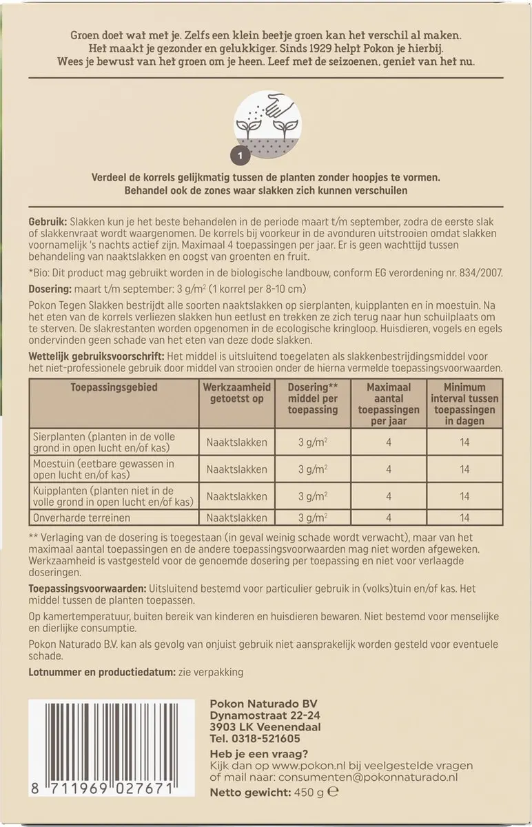 Pokon Bio Slakkenkorrels 450g - Regenbestendig - afbeelding 4 van 6