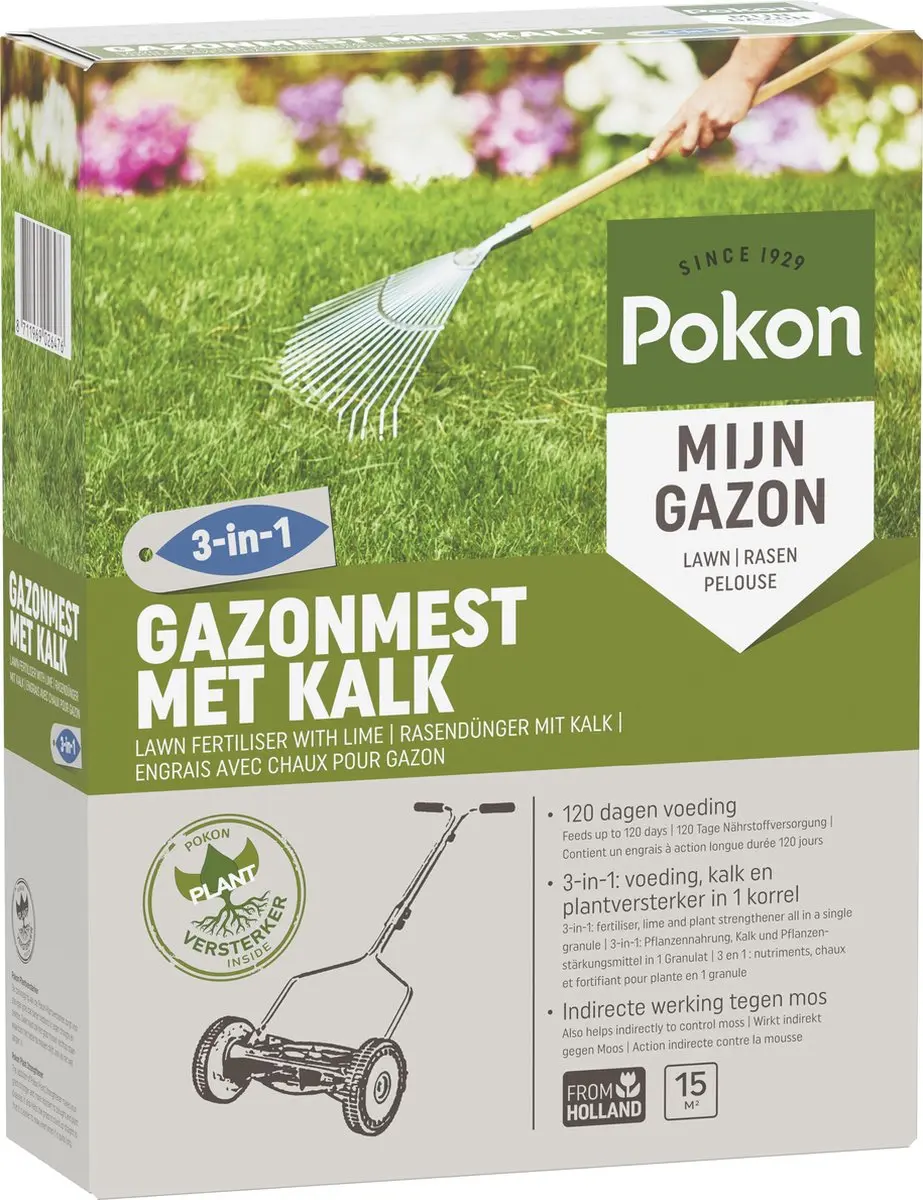 Pokon Gazonmest met Kalk 1kg - 15m² - afbeelding 2 van 6