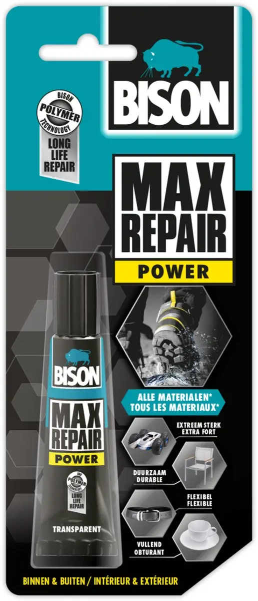Bison Max Repair Power 8 gram- Extra krachtige en flexibele reparatielijm, trans
