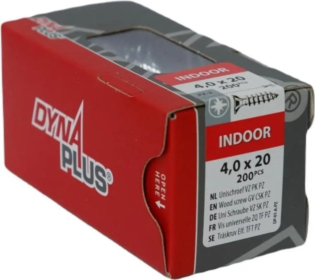 Dynaplus Unischroef POZI 4x20mm - 200 Stuks - Verzinkt - afbeelding 5 van 5