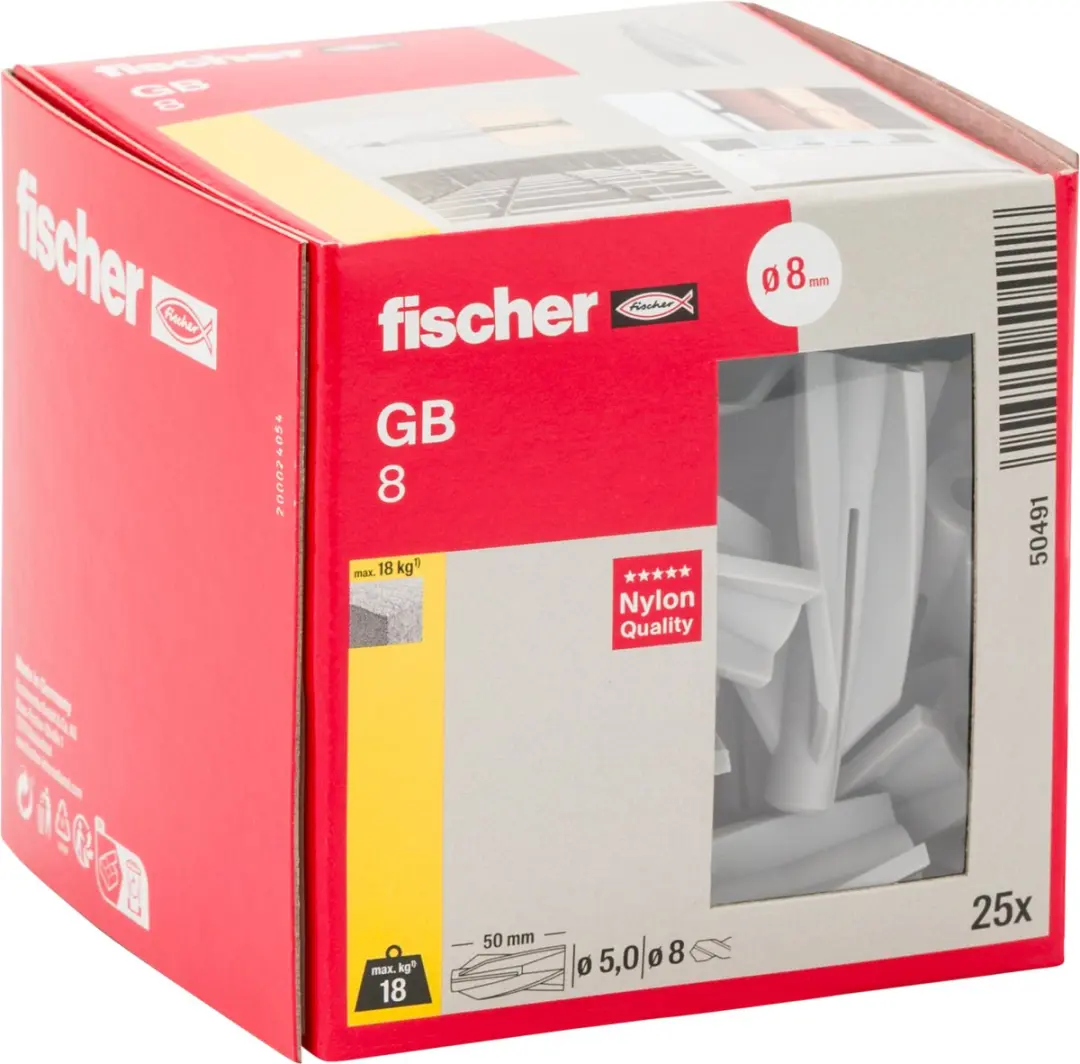 Fischer GB 8 Gasbetonplug 25 Stuks
