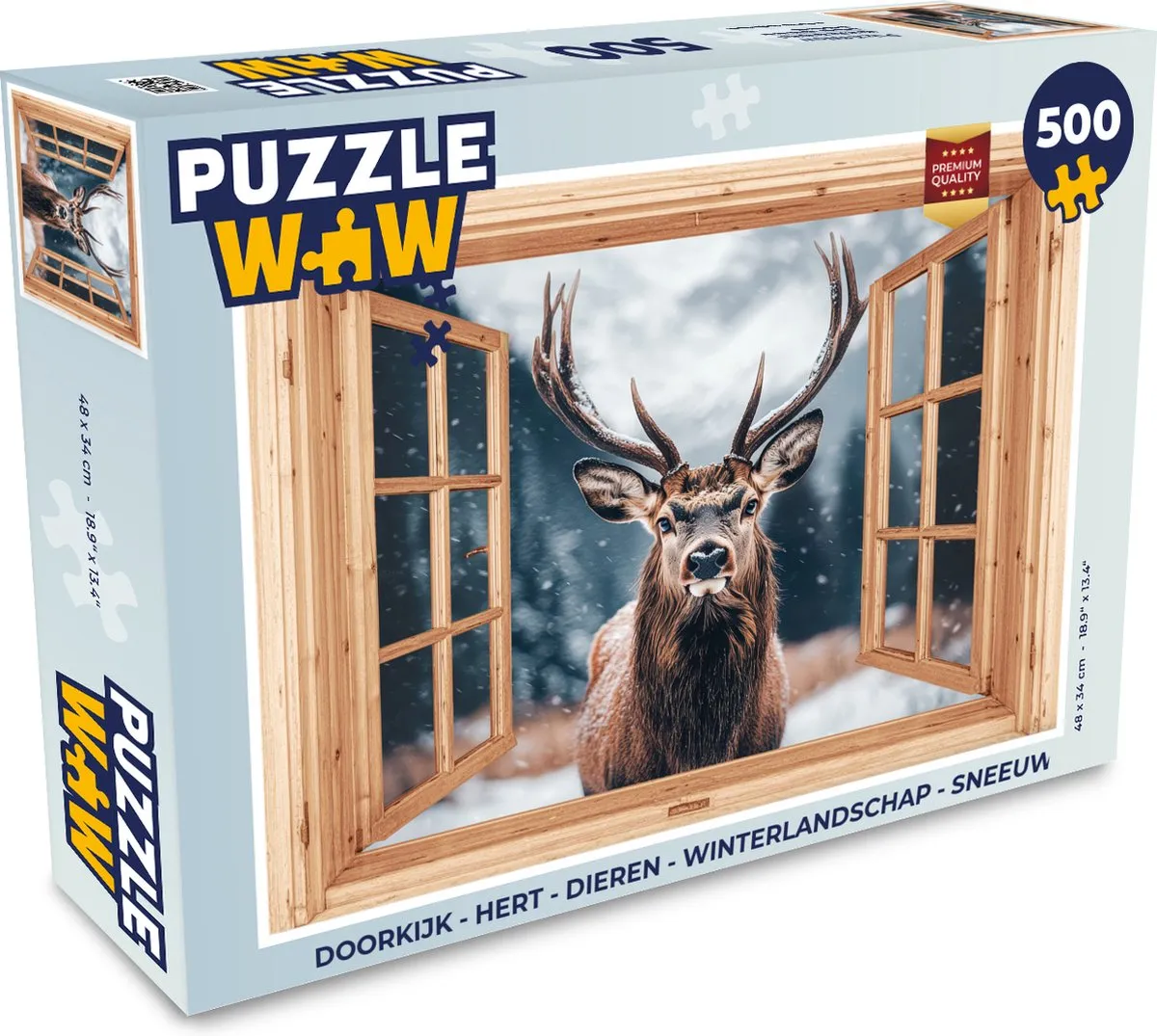 PuzzleWow Doorkijk Hert Legpuzzel 500 Stuks - Natuur