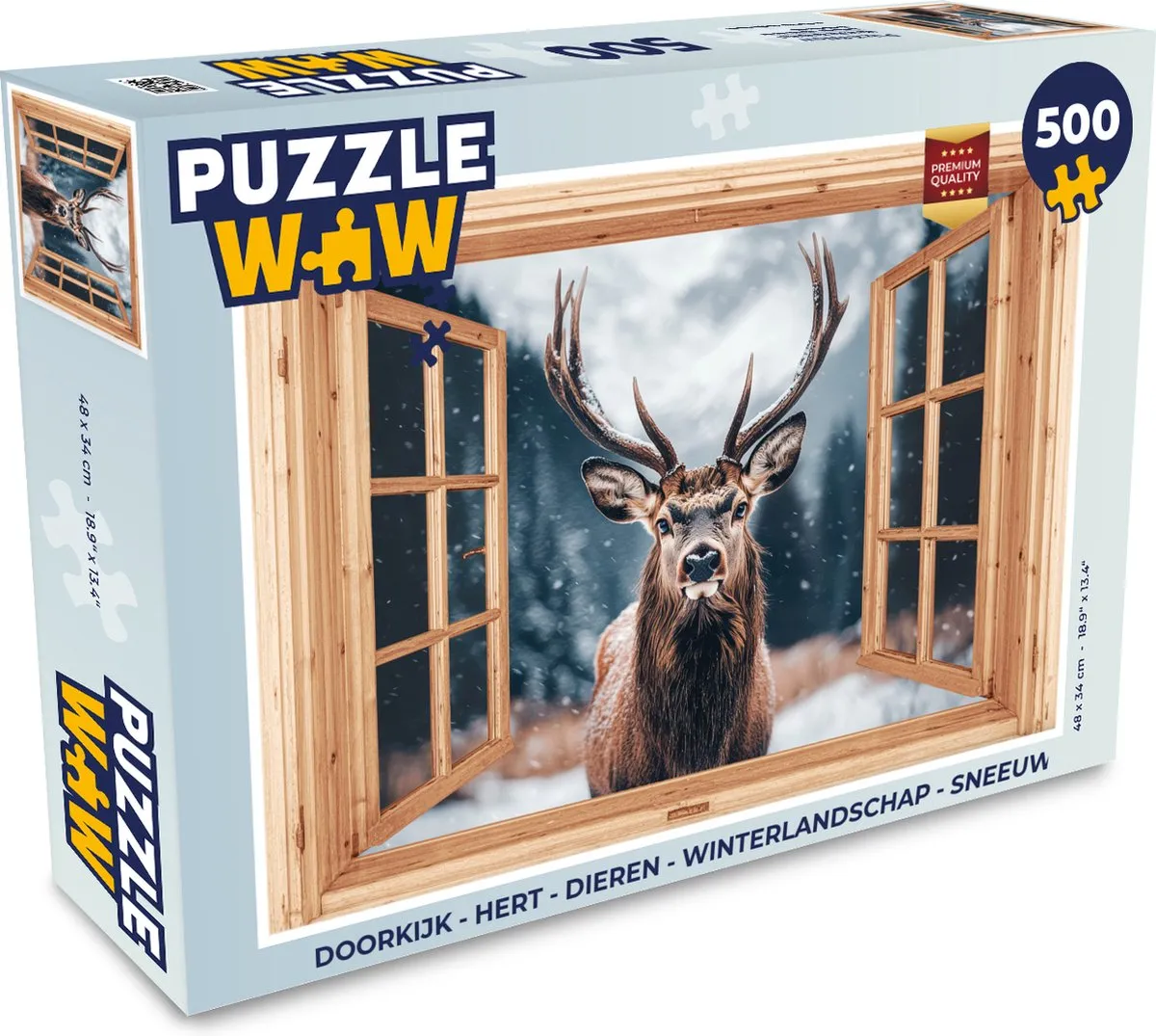 PuzzleWow Doorkijk Hert Legpuzzel 500 Stuks - Natuur