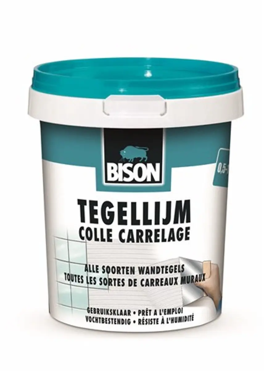 Bison Tegellijm Emmer 4 kg, voor alle soorten wandtegels, vochtbestendig, makkel
