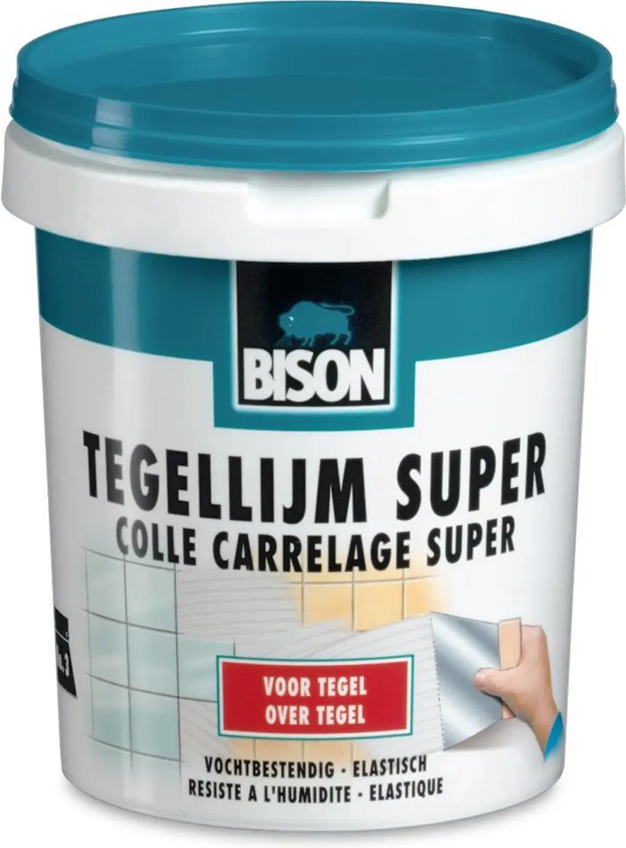 Bison Tegellijm Super pot 1 kg, voor alle soorten tegels, vochtbestendig, makkel