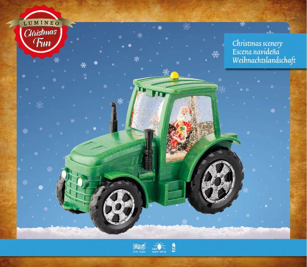 Lumineo Kerst Waterspinner Tractor - 17cm - LED