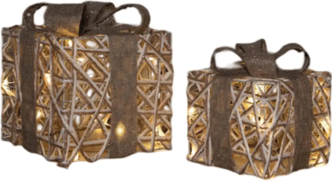 Anna's Collection LED Kerstdecoratie Jute Dozen - Set van 2 - 15 Warm Wit - afbeelding 4 van 4