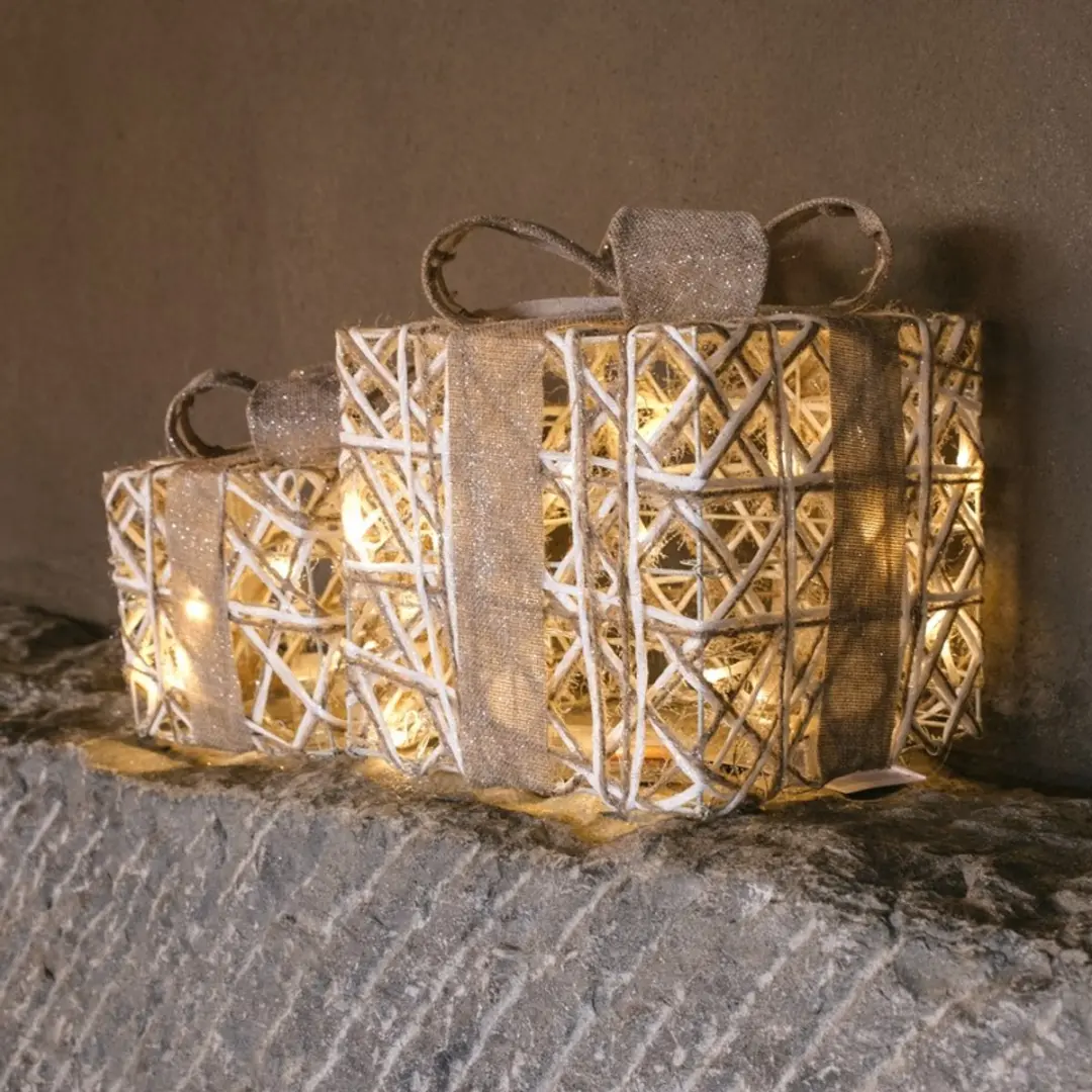 LED Cadeaudozen Jute Kerstdecoratie