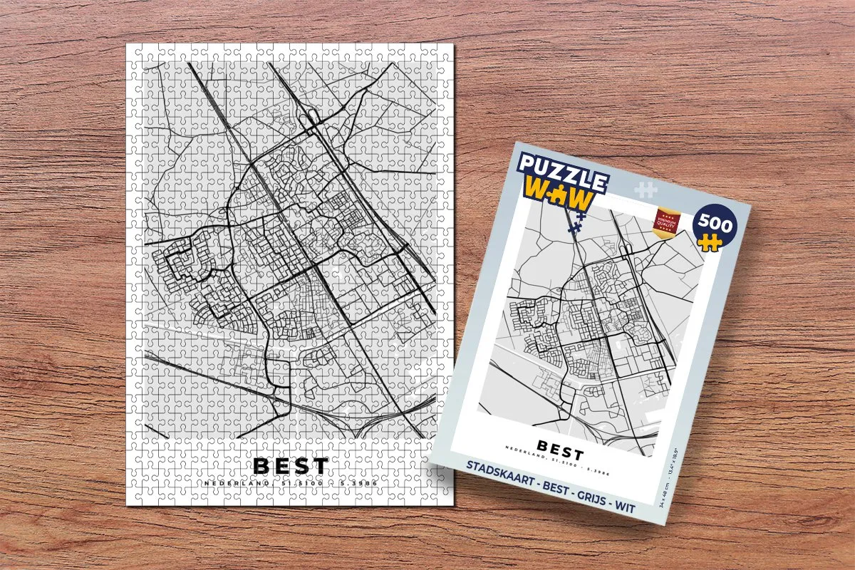 PuzzleWow Stadskaart Best Legpuzzel 500 Stuks - Multicolor