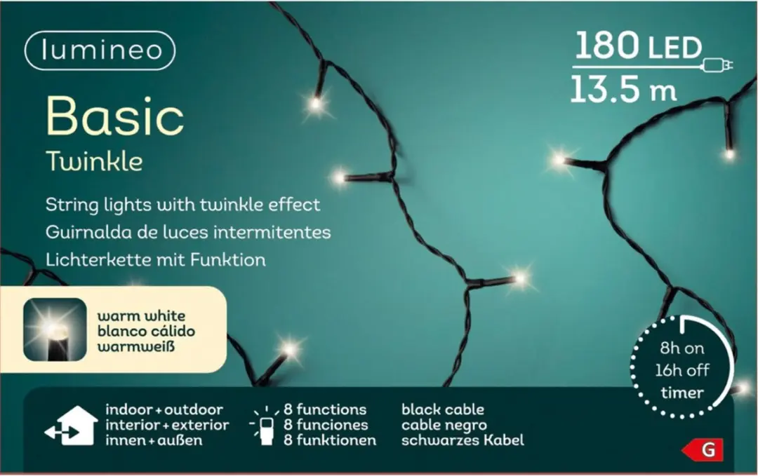 Basic Twinkle Lights 180led 13.5m warm white