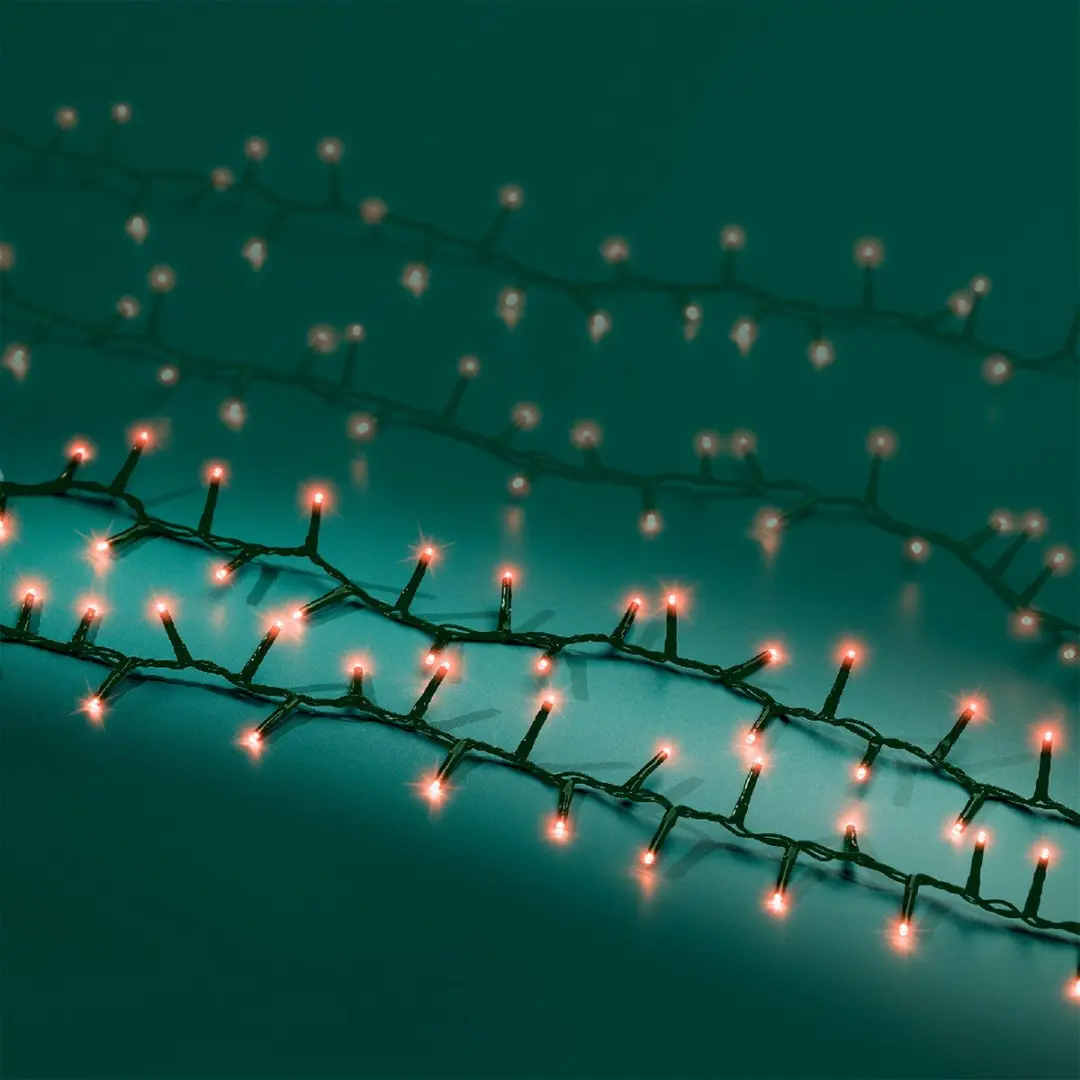 Lumineo Kerstlampjes 1000 Rood - 2250cm Twinkelend - Groen snoer - afbeelding 6 van 6