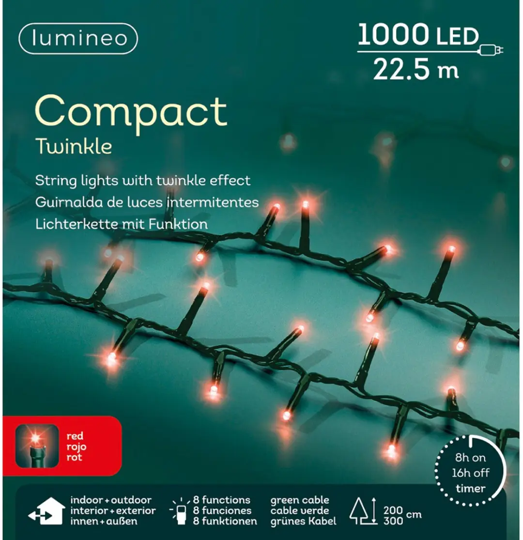 Lumineo Kerstlampjes 1000 Rood