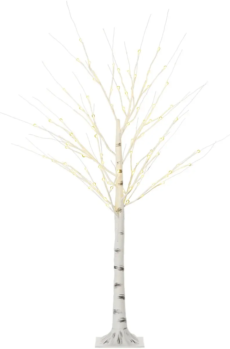 HOMCOM Verlichte Boom Kunststof, Metaal 22L x 22B x 150H cm Wit
