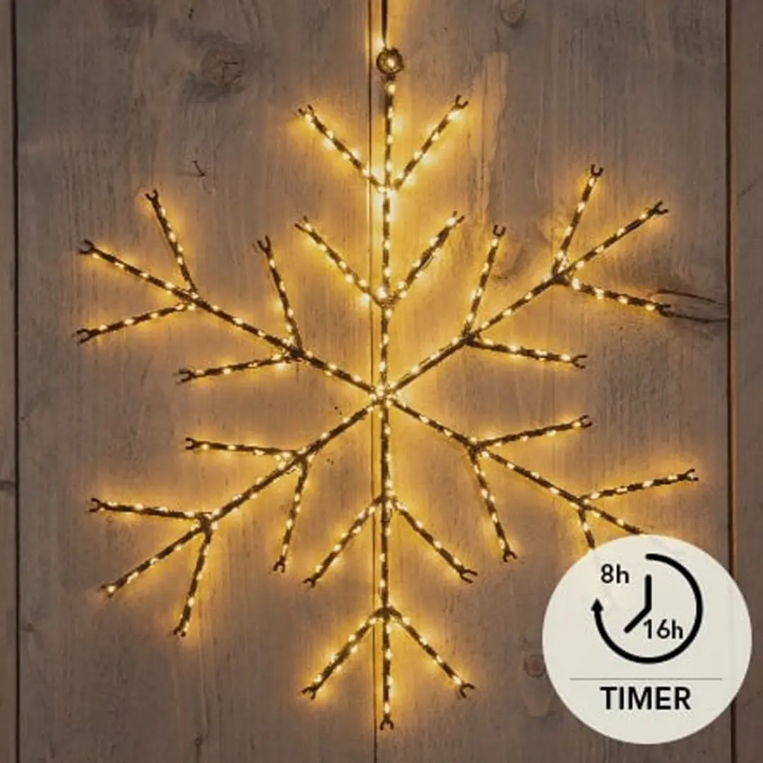 Anna's Collection Kerstlampjes Sneeuwvlok D37cm - 380 LED Warm Wit