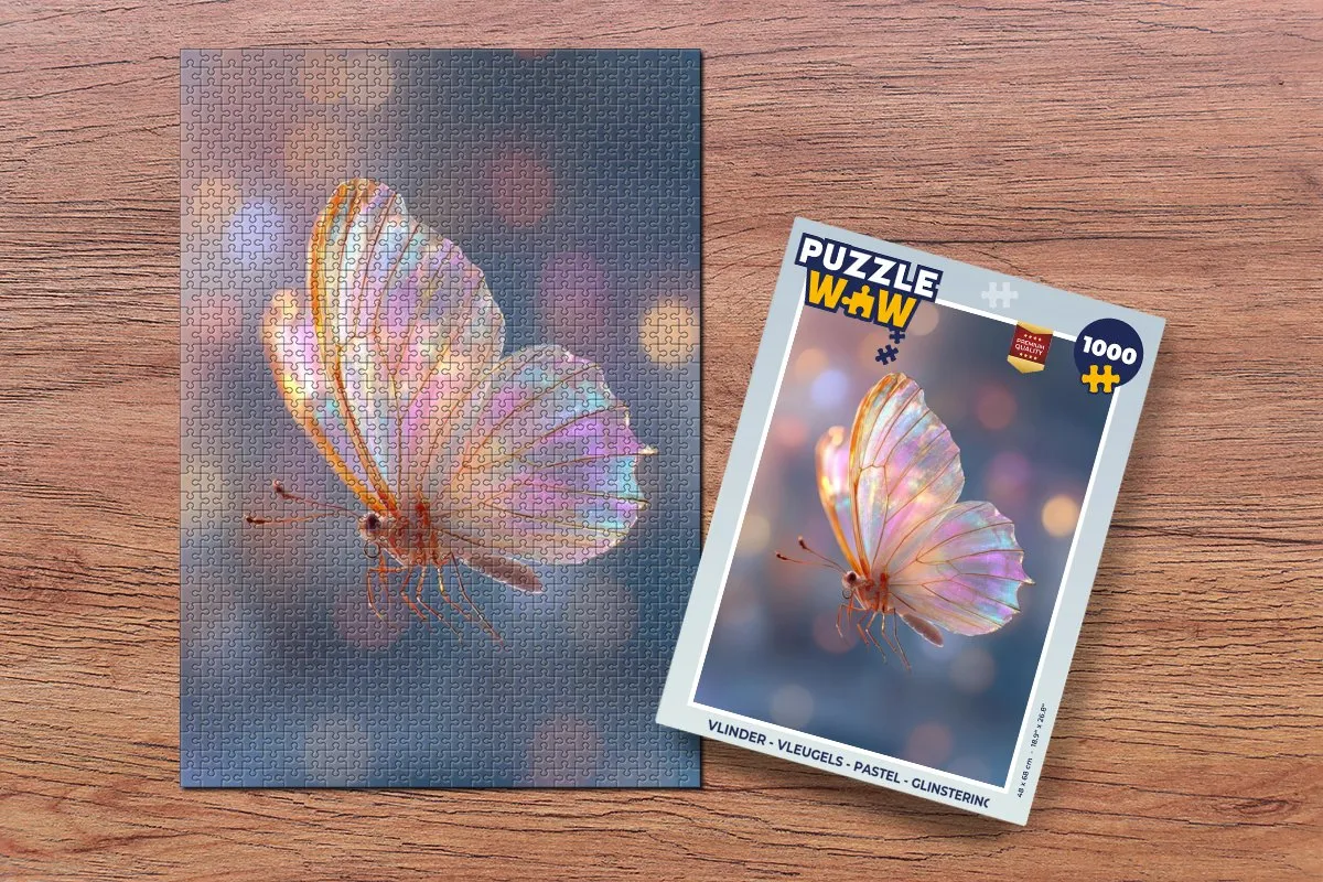 PuzzleWow Vlinder Vleugels Legpuzzel 1000 Stuks - Pastel Glinsterend