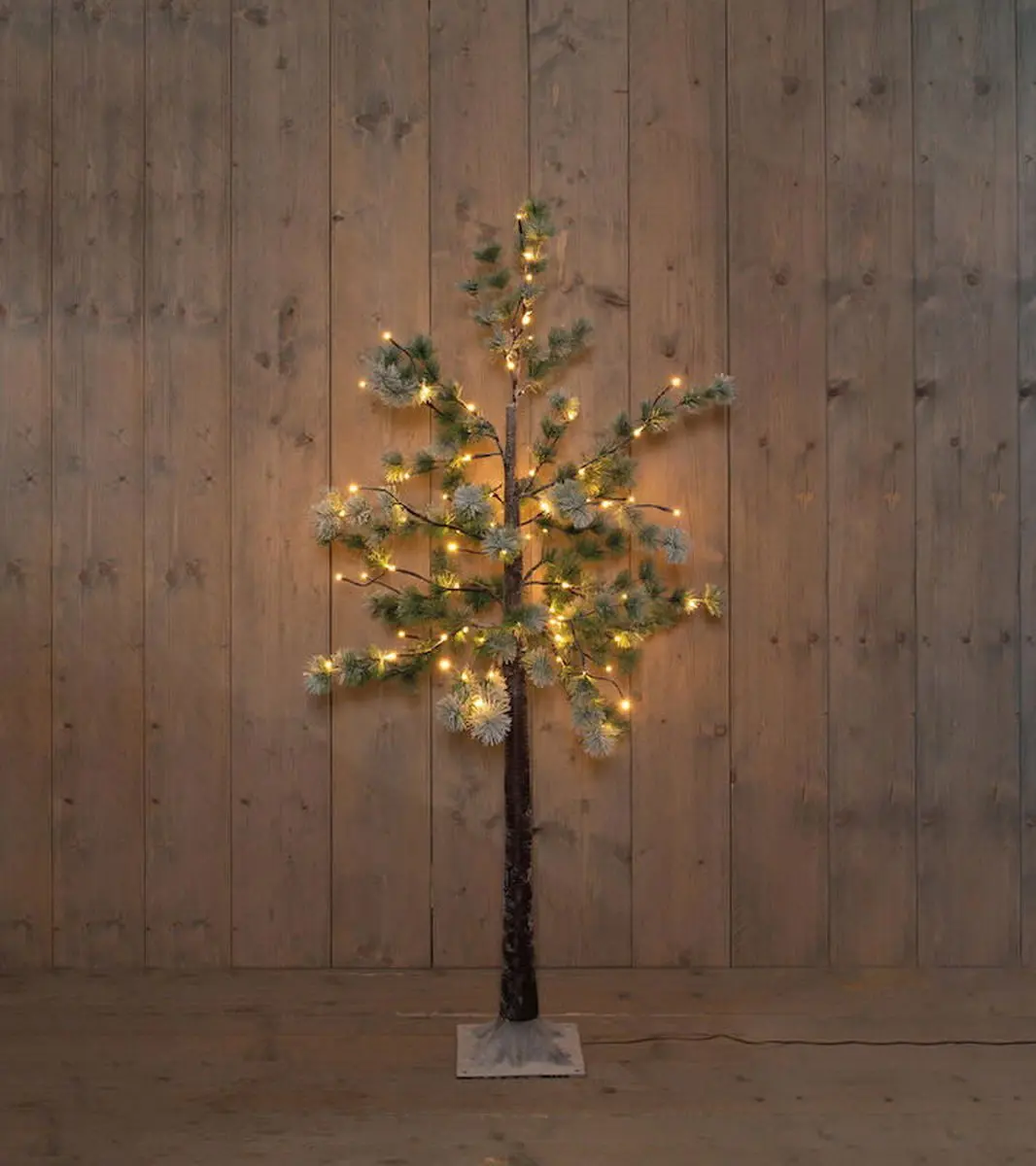 Dennenboom met Sneeuw 80LED Warm IP44 - 150cm Bruin
