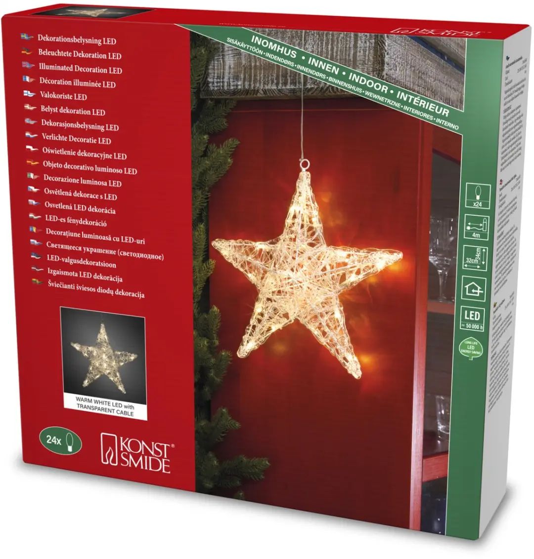 Konstsmide LED Acrylster Kerstverlichting 24V - 24 Lampjes Warmwit - afbeelding 3 van 6