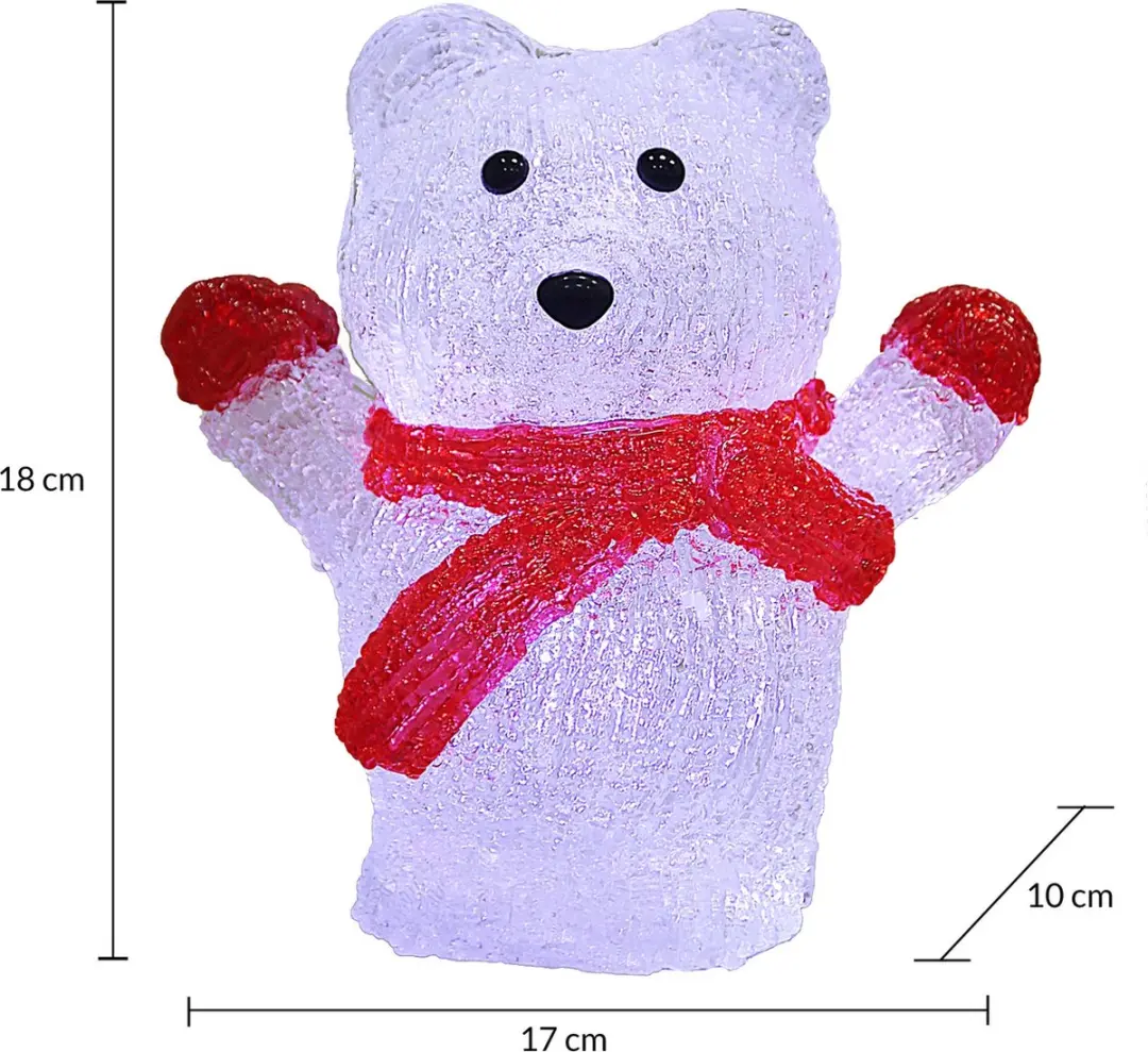 Deuba Kerstfiguur IJsbeer LED Acryl 18,5cm - Wit Licht