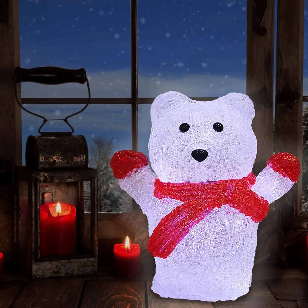 Deuba Kerstfiguur IJsbeer LED Acryl 18,5cm - Wit Licht