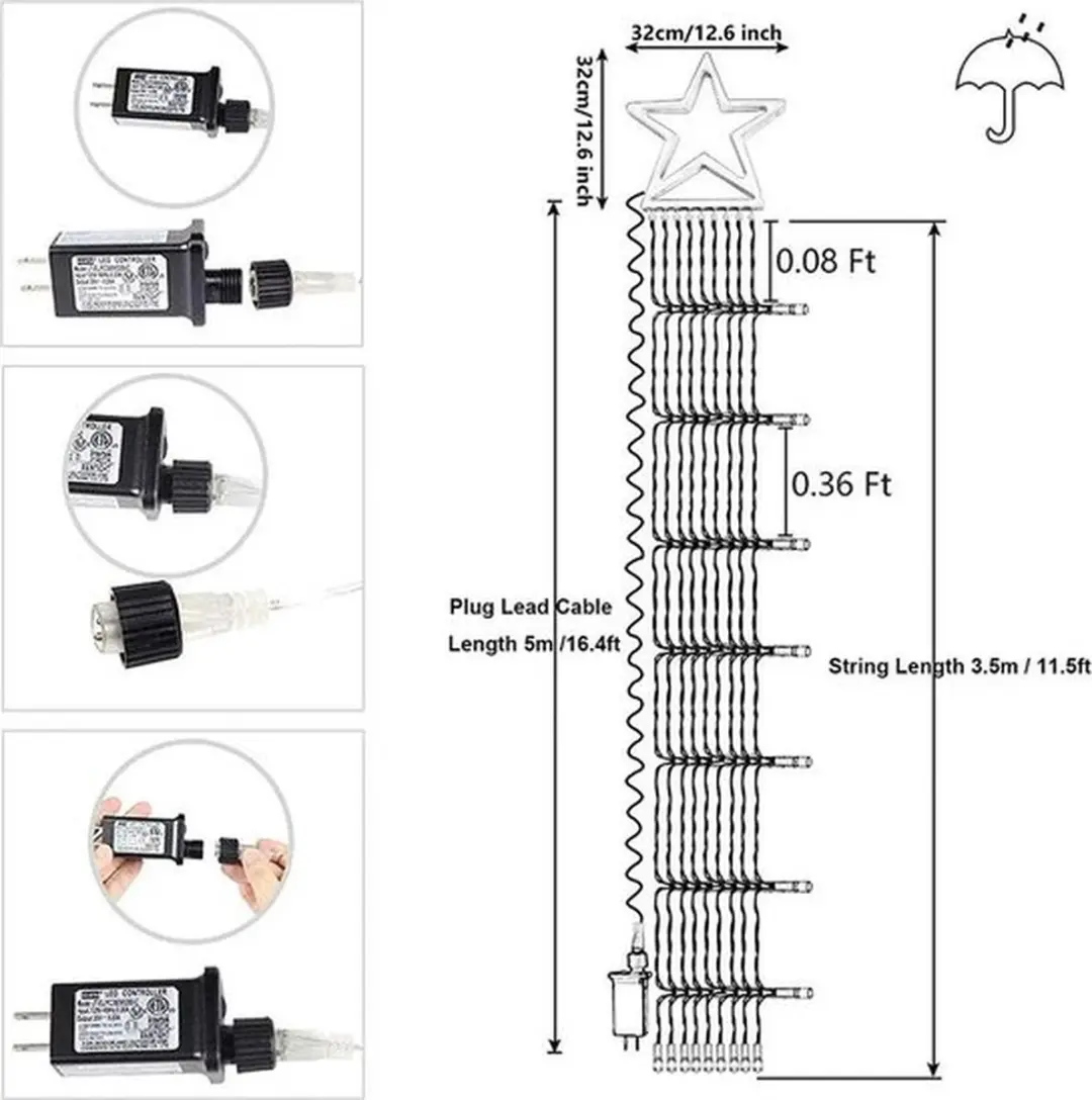Groenovatie LED Kerstverlichting Lichtketting 320 Warm Wit - 4x3m - afbeelding 6 van 6