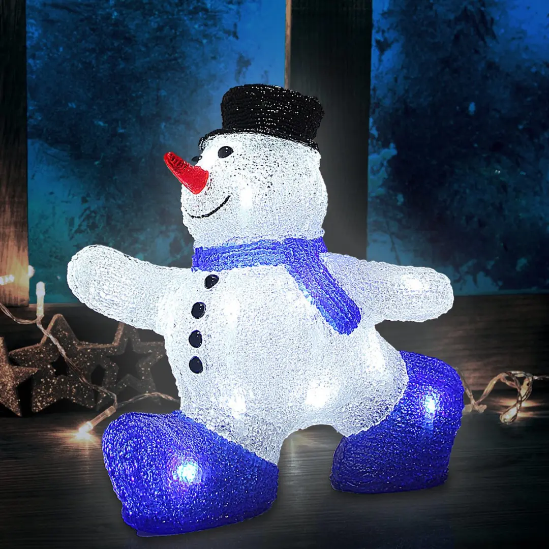 Deuba Kerstfiguur Sneeuwman M - LED Acryl 27cm - Wit Licht
