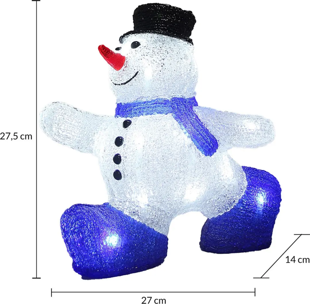 Deuba Kerstfiguur Sneeuwman M - LED Acryl 27cm - Wit Licht - afbeelding 6 van 6