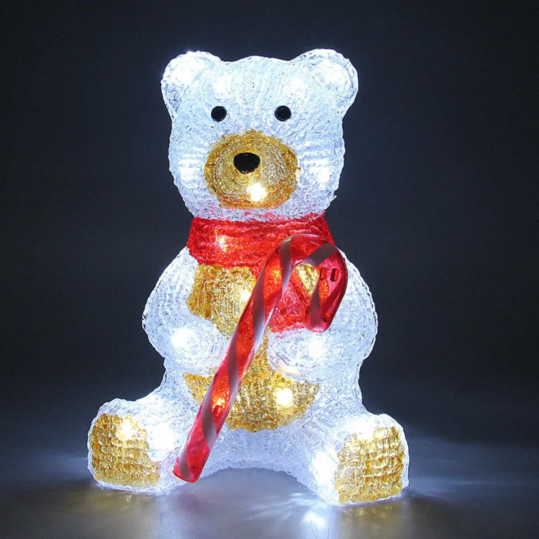 Deuba Kerstfiguur Teddy LED Acryl 25cm - 30 Lichtpunten - Wit - afbeelding 6 van 6