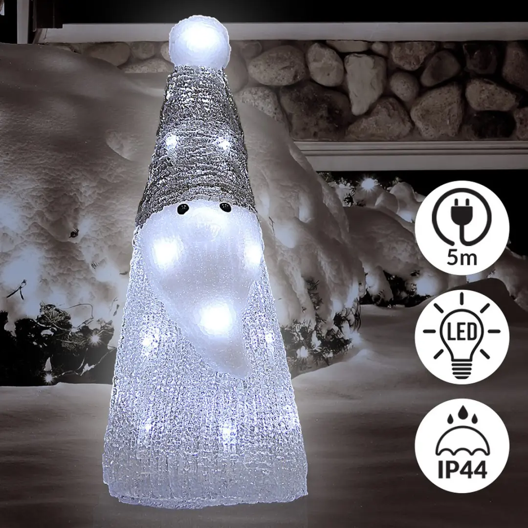 Deuba Kerstman LED Acryl 31cm - Wit Licht