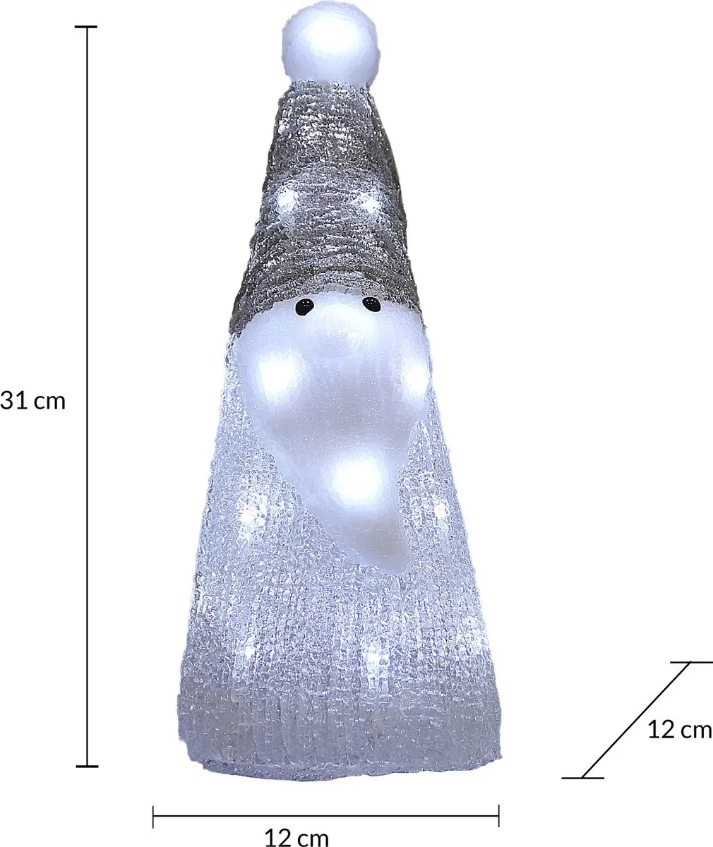 Deuba Kerstman LED Acryl 31cm - Wit Licht