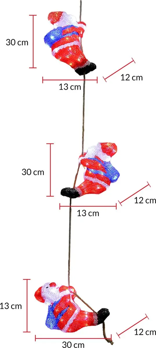 Deuba Kerstmannen Trio LED Acryl 30cm - Koel wit licht
