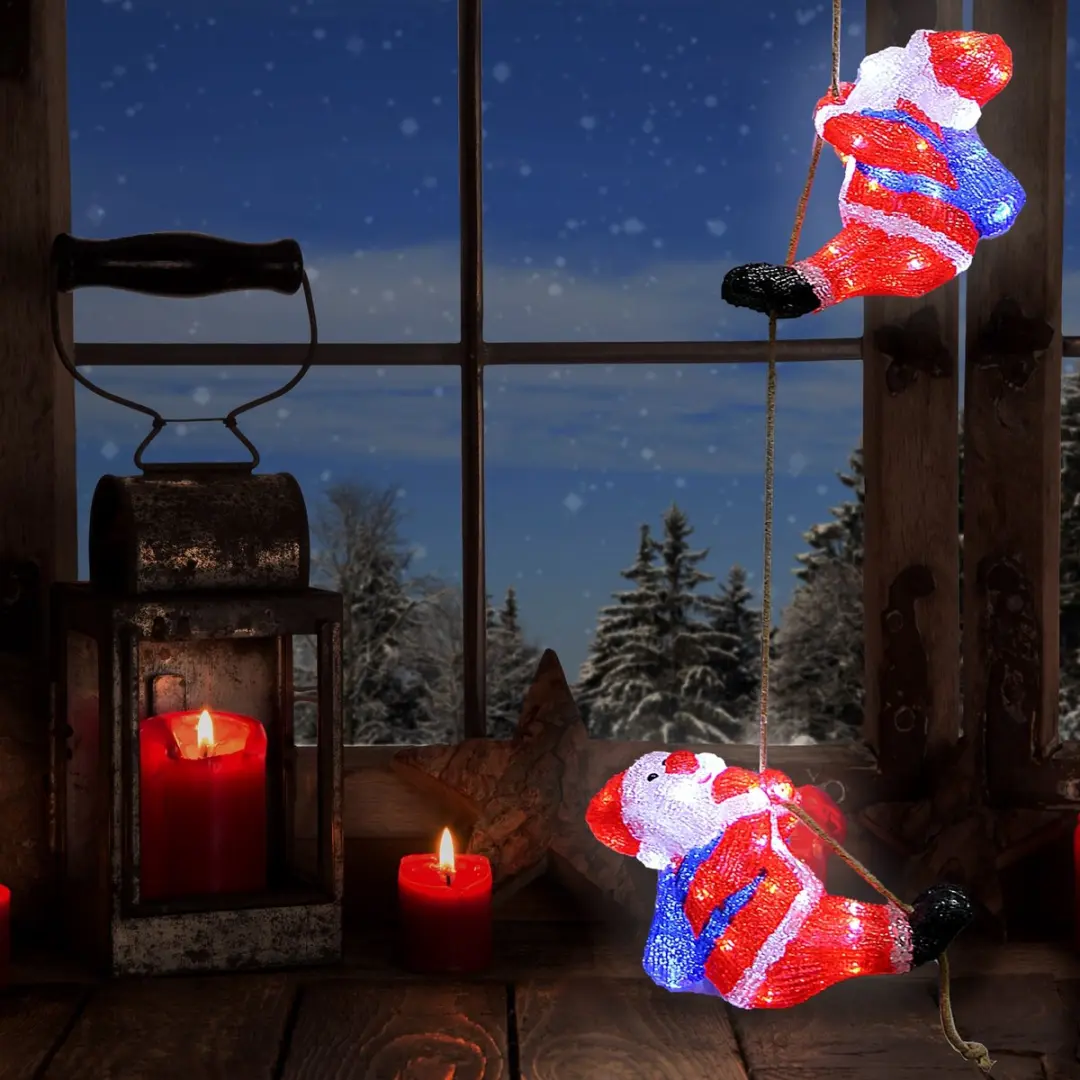 Deuba Kerstmannen Trio LED Acryl 30cm - Koel wit licht