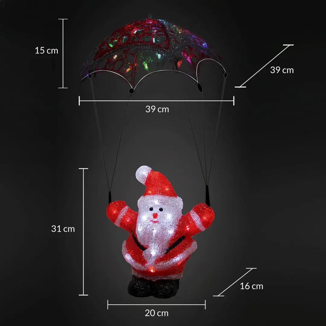 Deuba Kerstman Parachute LED Acryl 31cm - Multicolour