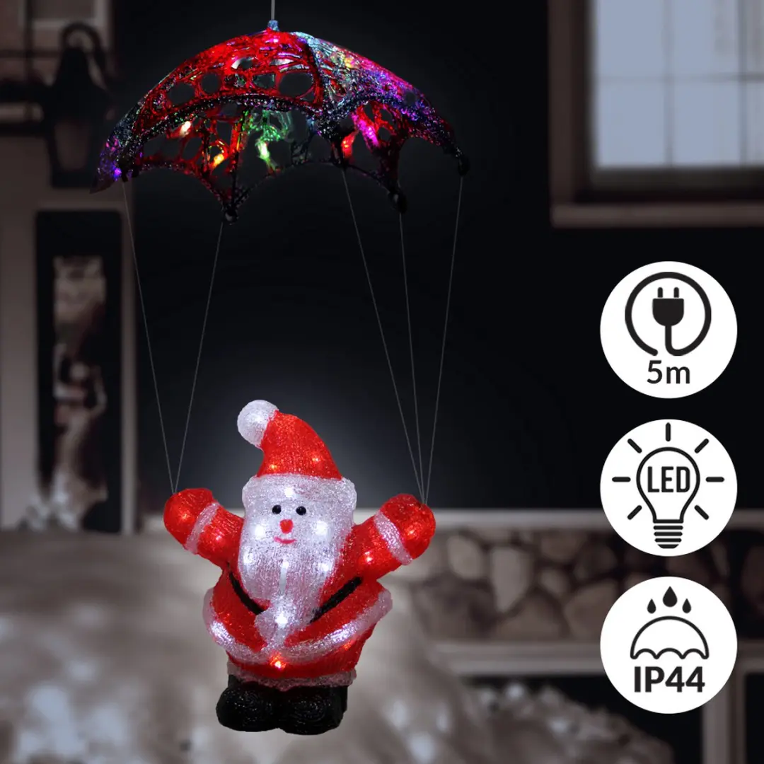 Deuba Kerstman Parachute LED Acryl 31cm - Multicolour