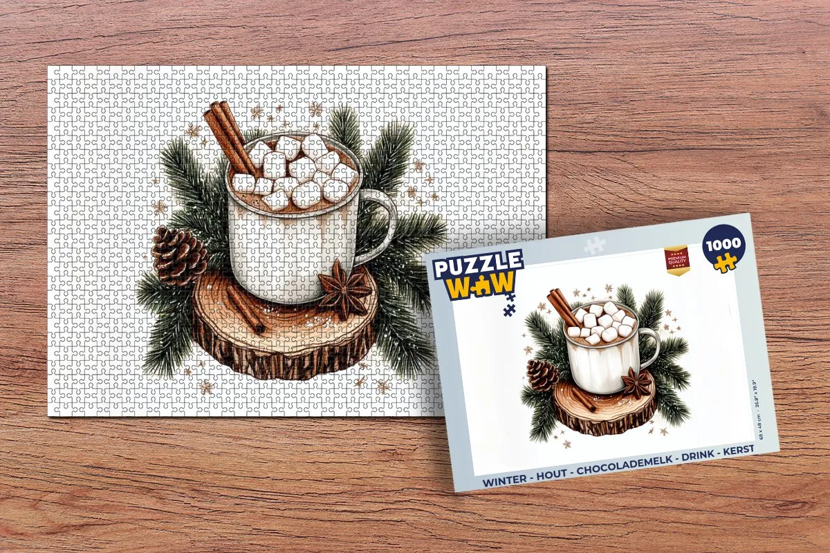 PuzzleWow Winter Chocolademelk Legpuzzel 1000 Stuks