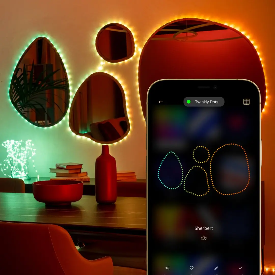 Twinkly Dots App-gestuurd LED Lichtsnoer 60 RGB - 3m Transparant - afbeelding 4 van 6
