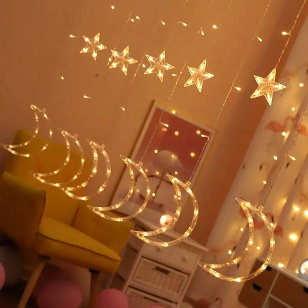 Groenovatie LED Kerstverlichting Maan Lichtgordijn 3.5m Warm Wit