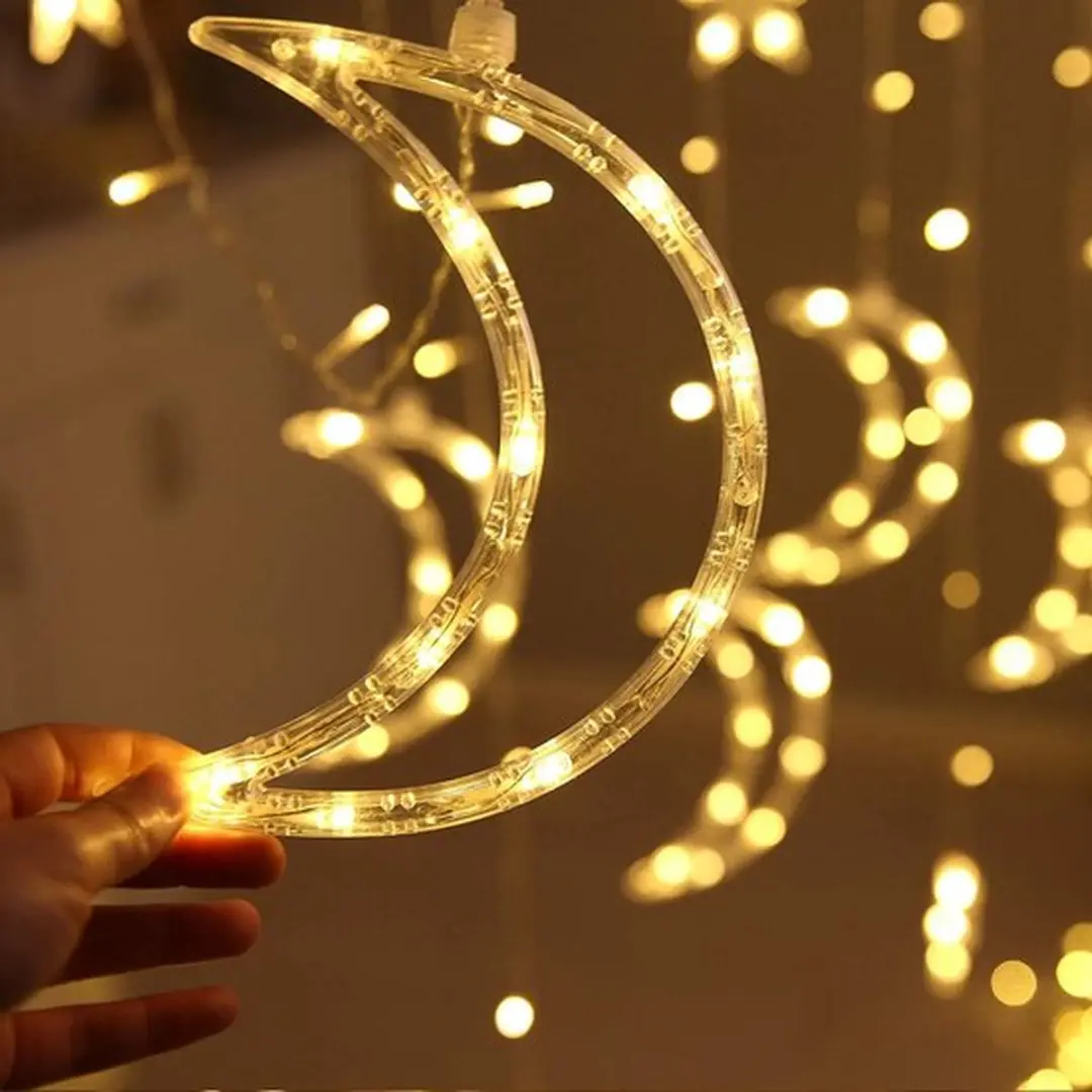 Groenovatie LED Kerstverlichting Maan Lichtgordijn 3.5m Warm Wit - afbeelding 6 van 6