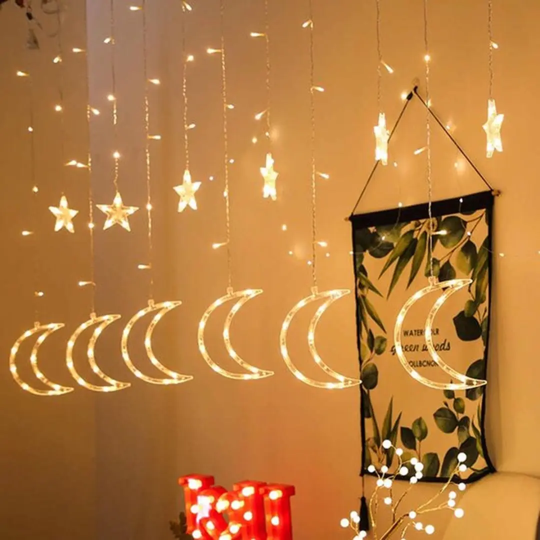 Groenovatie LED Kerstverlichting Maan Lichtgordijn 3.5m Warm Wit