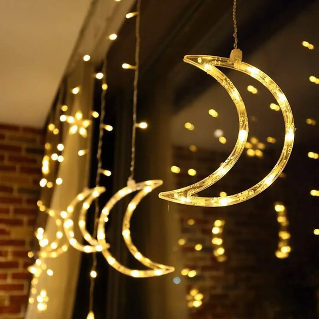 Groenovatie LED Kerstverlichting Maan Lichtgordijn 3.5m Warm Wit