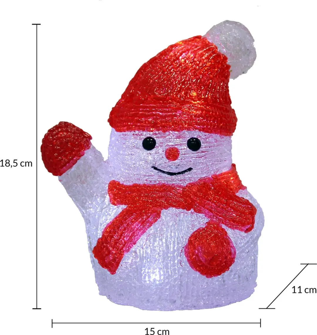Deuba Kerstfiguur Sneeuwman LED Acryl 18,5cm - Wit Licht