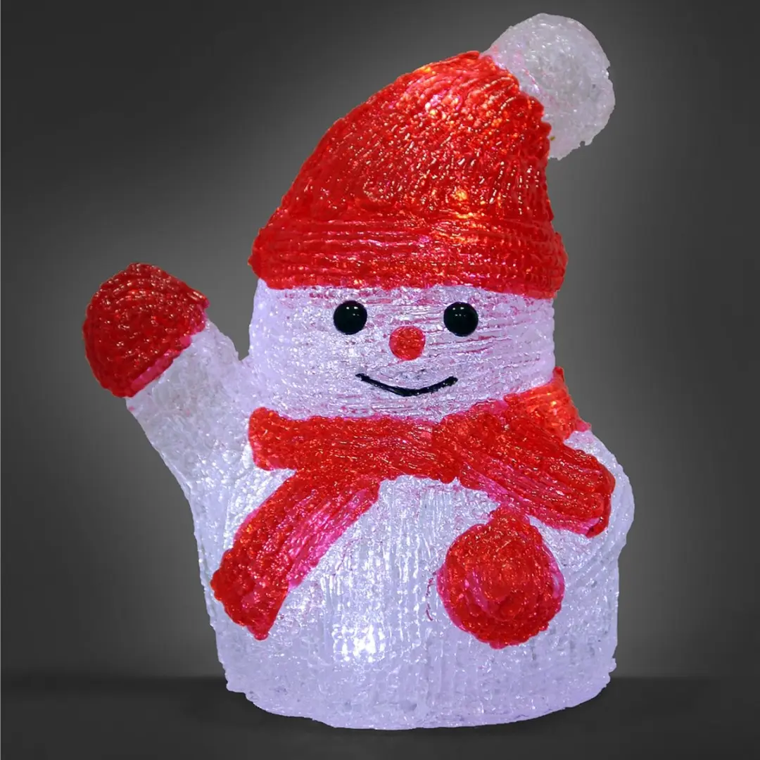 Deuba Kerstfiguur Sneeuwman LED Acryl 18,5cm - Wit Licht