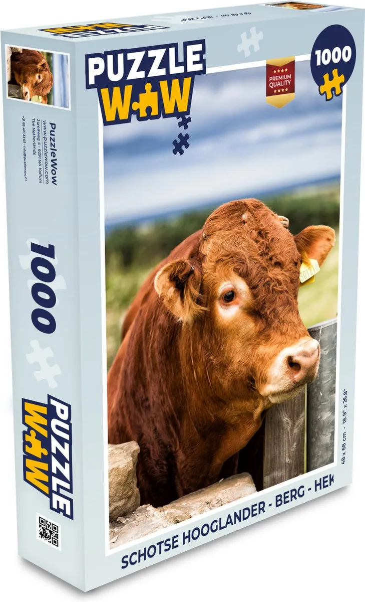 PuzzleWow Schotse Hooglander Legpuzzel 1000 Stuks