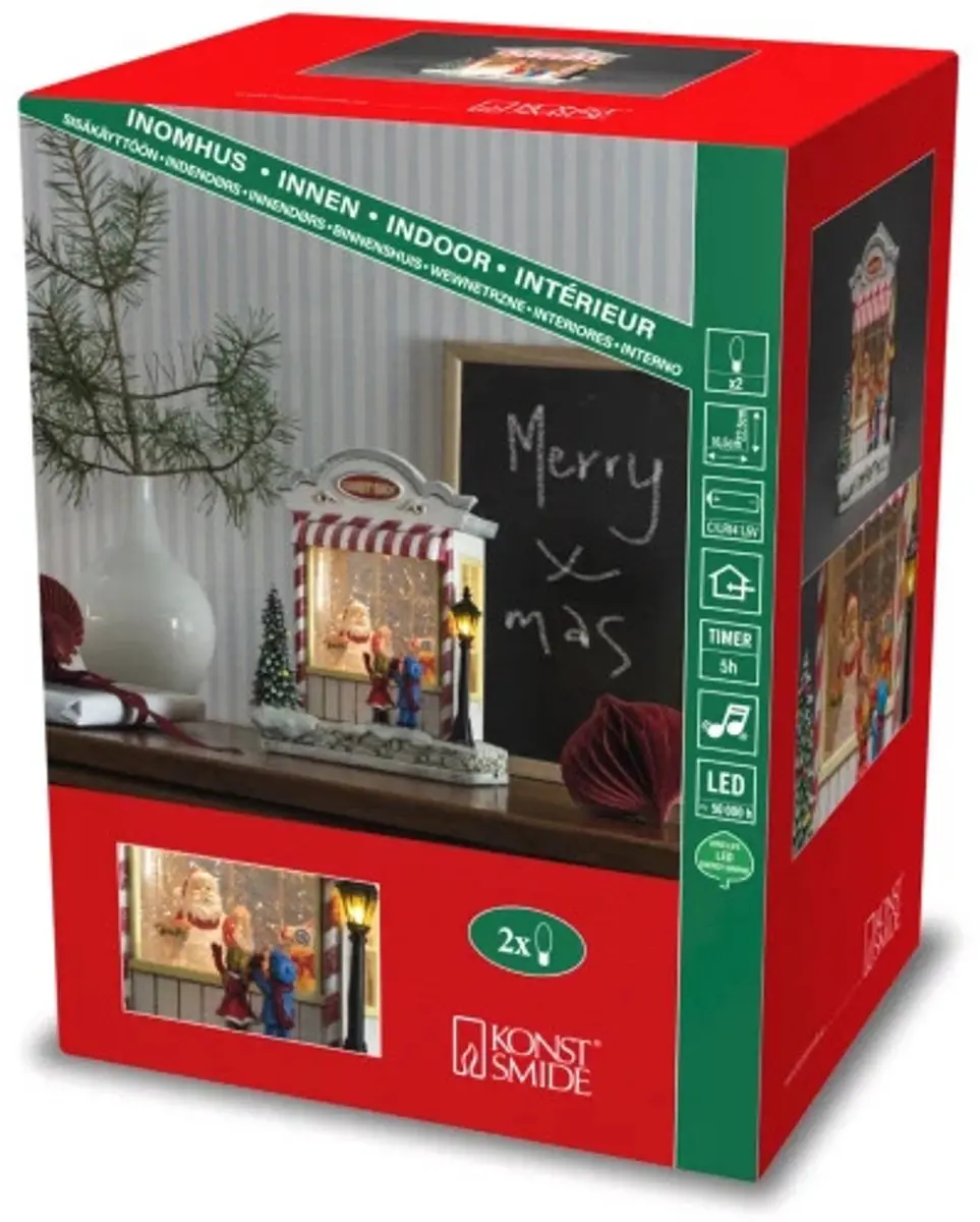Konstsmide Sweden 4369 LED Kerstdecoratie Snoepwinkel - 22x16.5cm - Warmwit - afbeelding 3 van 6