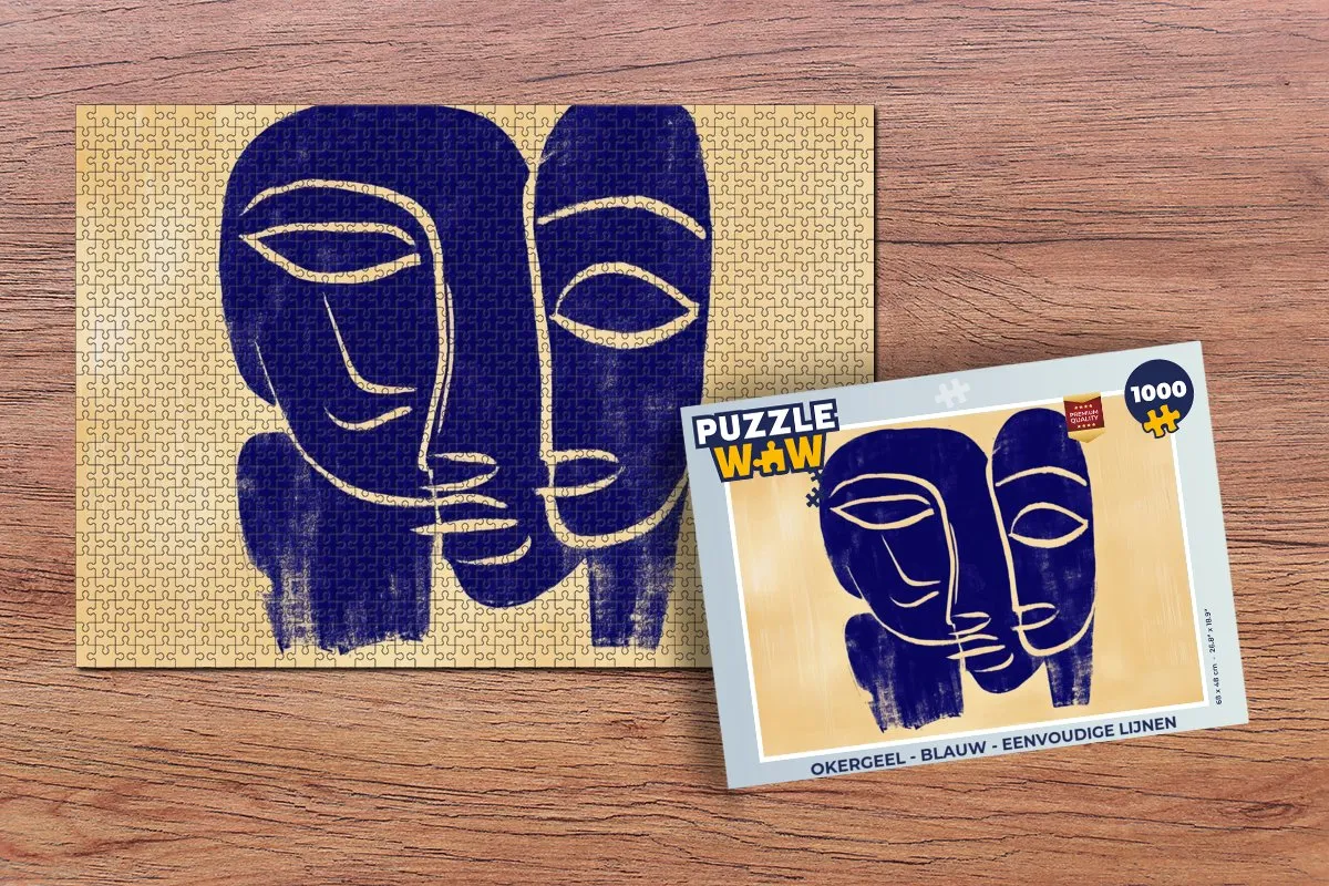 PuzzleWow Legpuzzel 1000 Stuks - Okergeel/Blauw