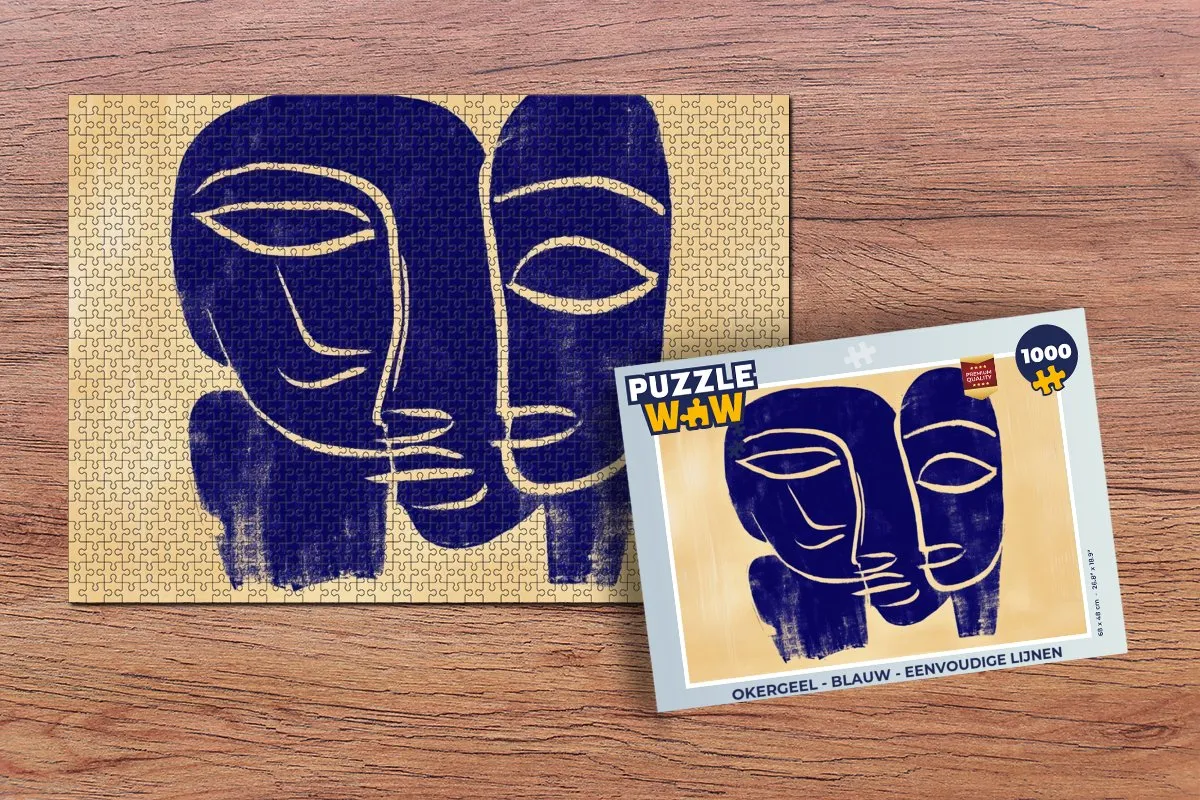 PuzzleWow Legpuzzel 1000 Stuks - Okergeel/Blauw