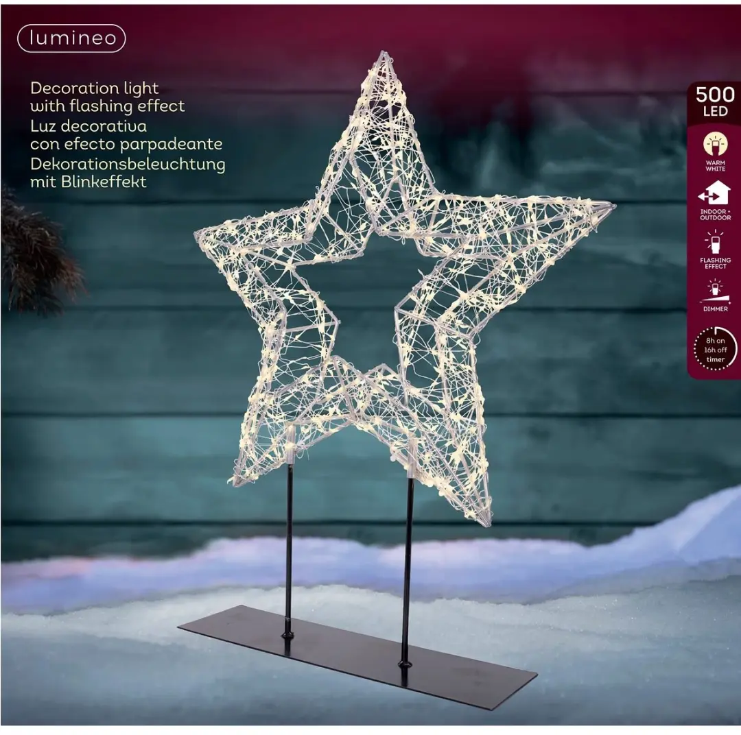 Lumineo Micro-LED Stertafelamp Warm Wit - 38x47cm - Zilver - afbeelding 3 van 3