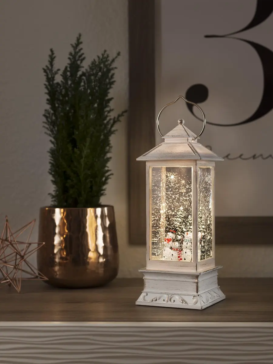 Konstsmide LED Kerstlantaarn Sneeuwpoppen 10,5x27,5cm - Warmwit