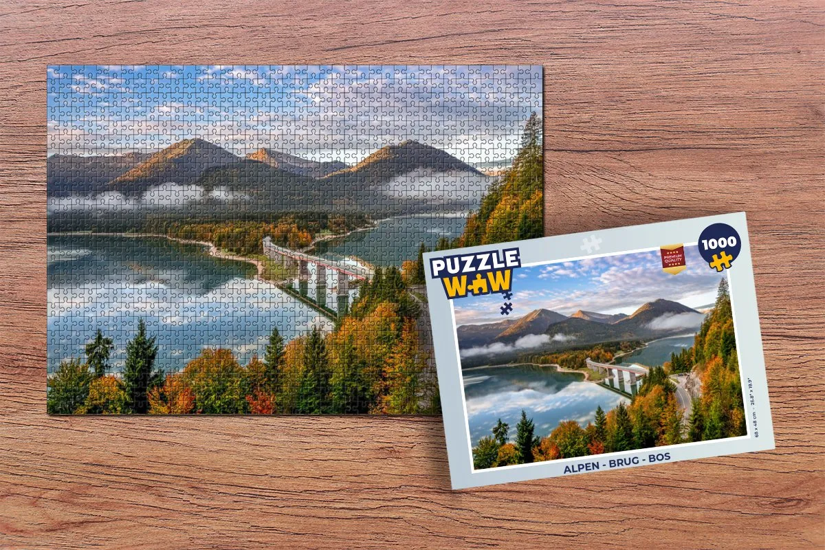 PuzzleWow Alpen Brug Bos Legpuzzel 1000 Stuks - Multicolor