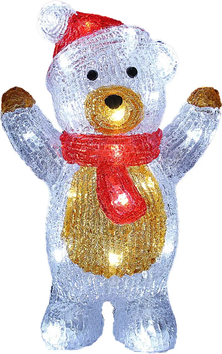 Deuba Kerstfiguur Teddy LED Acryl 30cm - Wit Licht