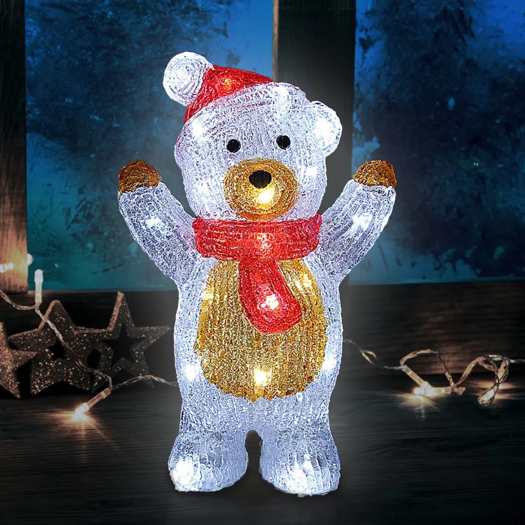 Deuba Kerstfiguur Teddy LED Acryl 30cm - Wit Licht